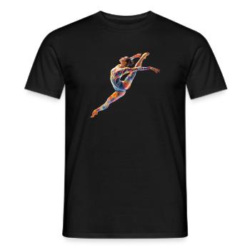 Color jump of gymnastics dancer - Men's T-Shirt - black - Front - AI Model Male 178 light (178cm)