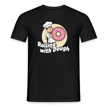 Dessin animé Donut Baker - T-shirt homme - noir - Devant - AI Model Male 178 light (178cm)