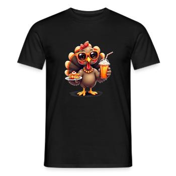 Dinde de Thanksgiving avec lunettes de soleil - T-shirt homme - noir - Devant - AI Model Male 178 light (178cm)