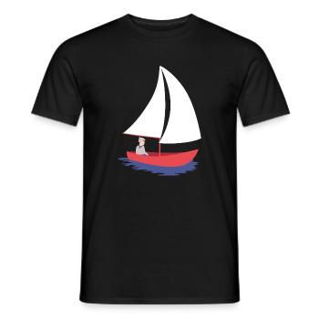 Voilier design nautique Serenity en coque rouge - T-shirt homme - noir - Devant - AI Model Male 178 light (178cm)