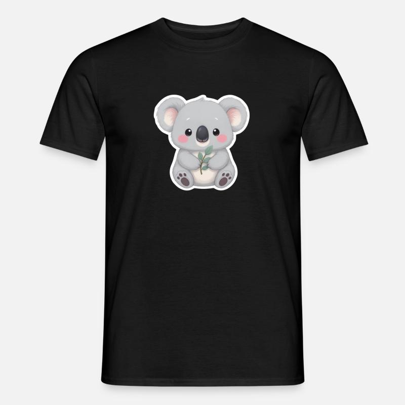 Koala Cutie mit Leaf Embrace - Männer T-Shirt - Schwarz