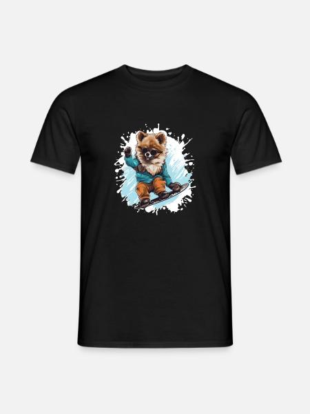 Pomeranian Dog Snowboard - Men's T-Shirt - black
