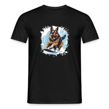 Schäferhund Hund Snowboard - Männer T-Shirt - Schwarz - Vorne - AI Model Male 178 light (178cm)