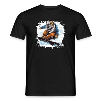 Bulldog Hund Snowboard - Männer T-Shirt - Schwarz - Vorne - AI Model Male 178 light (178cm)