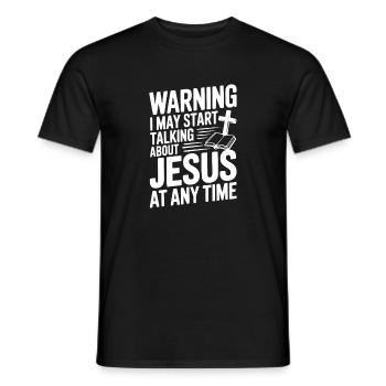 Avertissement Je peux commencer à parler de Jésus à tout moment - T-shirt homme - noir - Devant - AI Model Male 178 light (178cm)