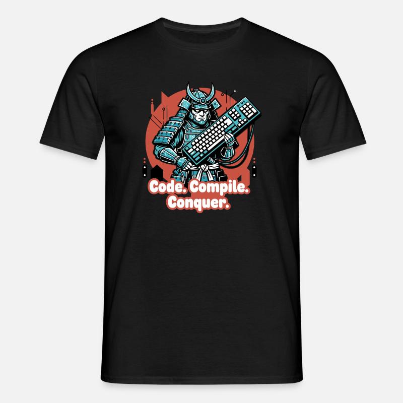 Code Battle Samurai with Keyboard - Men's T-Shirt - black