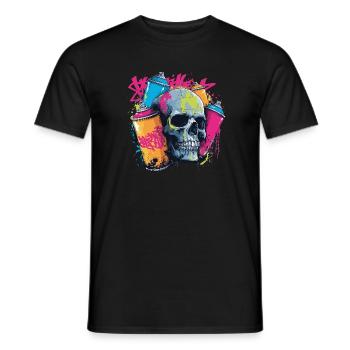 Crâne et graffiti | Design de street art coloré - T-shirt homme - noir - Devant - AI Model Male 178 light (178cm)