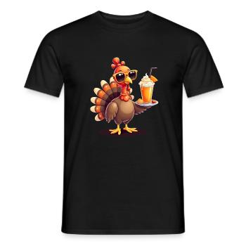 Thanksgiving Turkey with Sunglasses - Men's T-Shirt - black - Front - AI Model Male 178 light (178cm)