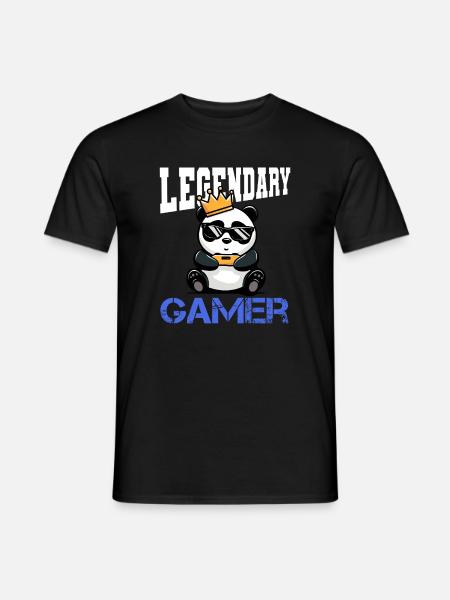 Panda Krone und controller - gamen - Männer T-Shirt - Schwarz