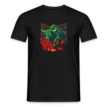 Neon Bull Charge dans le circuit du marché, Investir - T-shirt homme - noir - Devant - AI Model Male 178 light (178cm)