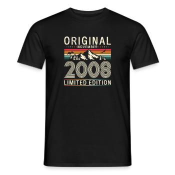 18th Birthday Original November Vintage 2008 - Men's T-Shirt - black - Front - AI Model Male 178 light (178cm)