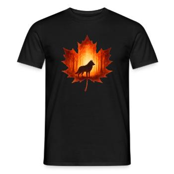 Herbst mit Wolf elegant - Männer T-Shirt - Schwarz - Vorne - AI Model Male 178 light (178cm)