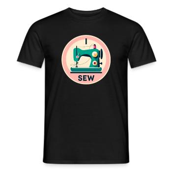 Vintage Sewing Machine Silhouette - Men's T-Shirt - black - Front - AI Model Male 178 light (178cm)