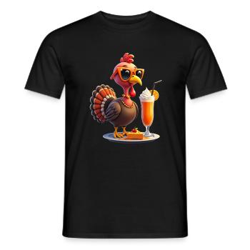 Dinde de Thanksgiving avec lunettes de soleil - T-shirt homme - noir - Devant - AI Model Male 178 light (178cm)