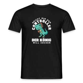 Reicht mir den Controller – König will zocken - Männer T-Shirt - Schwarz - Vorne - AI Model Male 178 light (178cm)