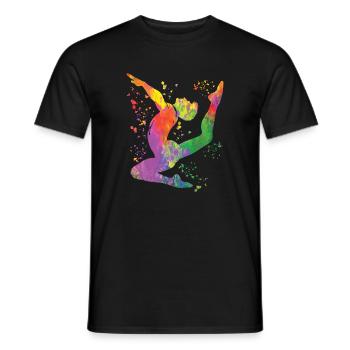 Gymnastics Floor Artistic Gymnastics - Men's T-Shirt - black - Front - AI Model Male 178 light (178cm)