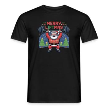 Le Père Noël Pixel soulève des poids - T-shirt homme - noir - Devant - AI Model Male 178 light (178cm)