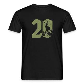Hunter 20th Birthday Hunting 20 Years Number Deer - Men's T-Shirt - black - Front - AI Model Male 178 light (178cm)