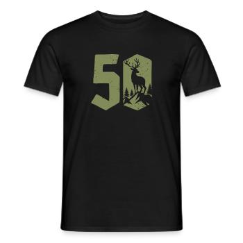 Hunter 50th Birthday Hunting 50 Years Number Deer - Men's T-Shirt - black - Front - AI Model Male 178 light (178cm)