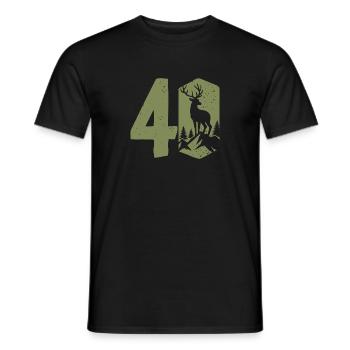 Hunter 40th Birthday Hunting 40 Years Number Deer - Men's T-Shirt - black - Front - AI Model Male 178 light (178cm)