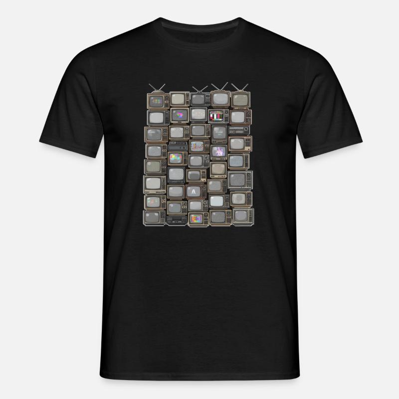 Retro TV Stack Collage - Men's T-Shirt - black