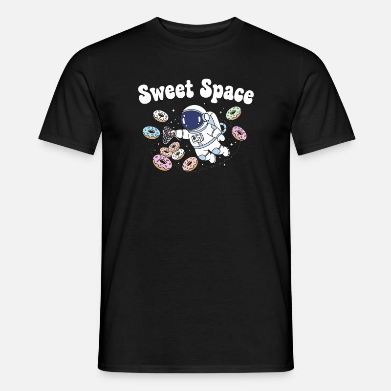 Süße Raumfahrt mit Donuts - Männer T-Shirt - Schwarz