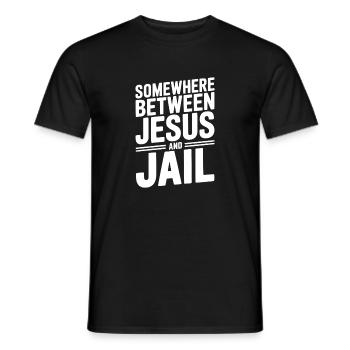 Irgendwo zwischen Jesus und Gefängnis - Männer T-Shirt - Schwarz - Vorne - AI Model Male 178 light (178cm)