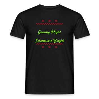 Silent Night Gaming Night All Calm Screens Bright - Männer T-Shirt - Schwarz - Vorne - AI Model Male 178 light (178cm)