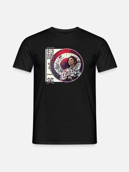 Japanische Weisheit - Lächeln lohnt sich - Männer T-Shirt - Schwarz