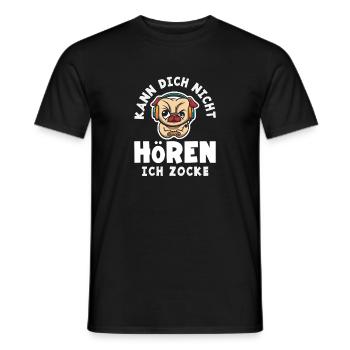 Je ne t’entends pas – je joue au chien - T-shirt homme - noir - Devant - AI Model Male 178 light (178cm)