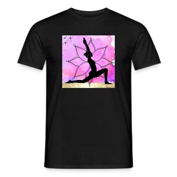 Yoga Silhouette on Mandala - Men's T-Shirt - black - Front - AI Model Male 178 light (178cm)
