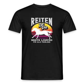 Retro Reiten Lösung Pferdemädchen Ponyfans Reiter - Männer T-Shirt - Schwarz - Vorne - AI Model Male 178 light (178cm)