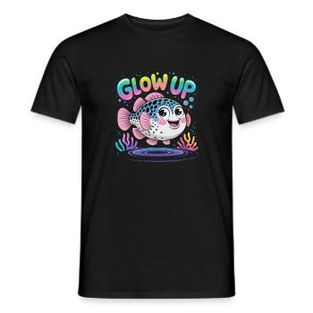 Glow Up Tetra Colorful Fish Motif - Men's T-Shirt - black - Front - AI Model Male 178 light (178cm)