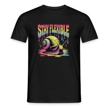 Stay Flexible Bunte Schnecke Illustration - Männer T-Shirt - Schwarz - Vorne - AI Model Male 178 light (178cm)