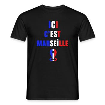 Ici c’est Marseille - T-shirt homme - noir - Devant - AI Model Male 178 light (178cm)