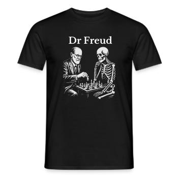 Freud Schachduell mit dem Skelett - Männer T-Shirt - Schwarz - Vorne - AI Model Male 178 light (178cm)