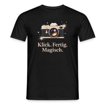 Klick Fertig Magisch Retro-kamera-enthusiasten - Männer T-Shirt - Schwarz - Vorne - AI Model Male 178 light (178cm)