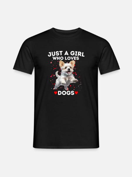 Girl loves dogs Playful dog - Men's T-Shirt - black
