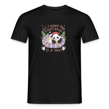 Panda Noël Sieste dans Panier - T-shirt homme - noir - Devant - AI Model Male 178 light (178cm)