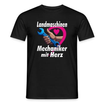 Agricultural machinery mechanic with HEART - Men's T-Shirt - black - Front - AI Model Male 178 light (178cm)