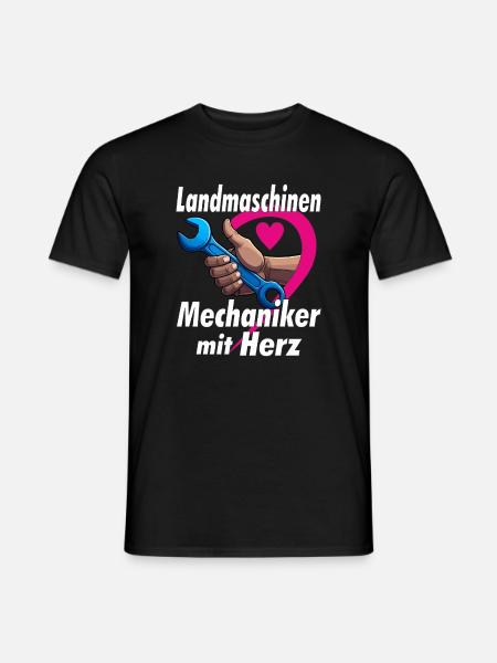 Landmaschinen Mechaniker mit HERZ - Männer T-Shirt - Schwarz