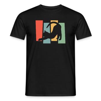 Cat silhouette in front of color blocks - Men's T-Shirt - black - Front - AI Model Male 178 light (178cm)