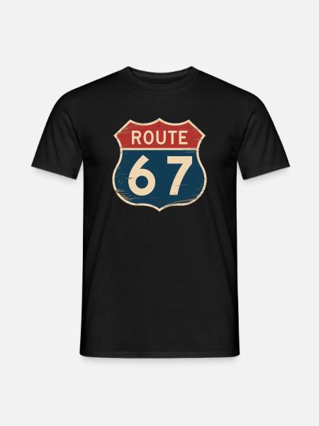 Route 67 Vintage Highway Sign Retro Road Trip - T-shirt uomo - nero