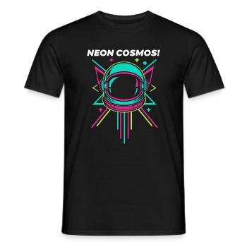 Neon Astronaut Helmet Retro Space - Men's T-Shirt - black - Front - AI Model Male 178 light (178cm)