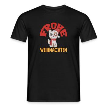 Joyeux Noël chat avec chapeau de Père Noël - T-shirt homme - noir - Devant - AI Model Male 178 light (178cm)
