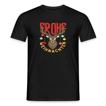 Renne de Noël avec chapeau de Père Noël - T-shirt homme - noir - Devant - AI Model Male 178 light (178cm)