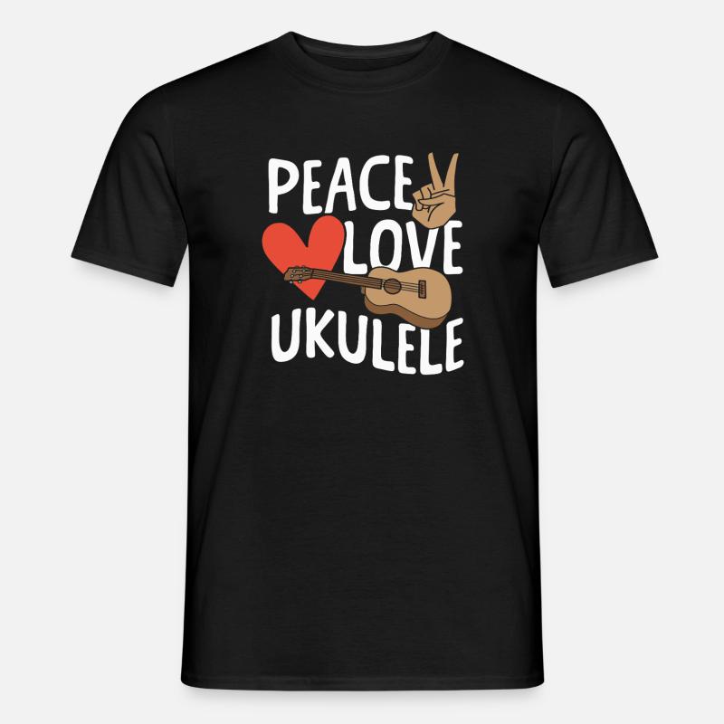 Peace Ukulele Instrument Uke - Männer T-Shirt - Schwarz