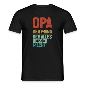 Opa Der Mann Der Alles Besser Macht Retro - Männer T-Shirt - Schwarz - Vorne - AI Model Male 178 light (178cm)