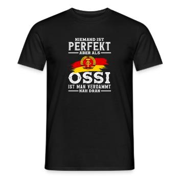 Nobody is perfect but as an Ossi saying GDR proud - Men's T-Shirt - black - Front - AI Model Male 178 light (178cm)