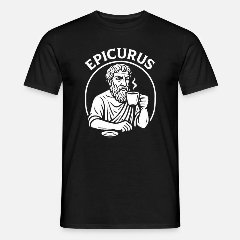 Epicurus Coffee Cup Philosophy Tee - Men’s T-shirt - black